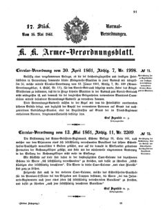 Verordnungsblatt für das Kaiserlich-Königliche Heer 18610516 Seite: 1