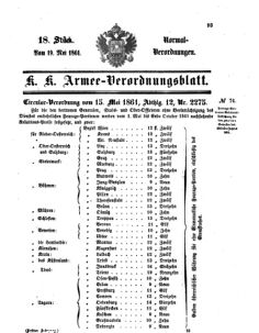 Verordnungsblatt für das Kaiserlich-Königliche Heer 18610519 Seite: 1