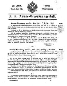 Verordnungsblatt für das Kaiserlich-Königliche Heer 18610601 Seite: 1