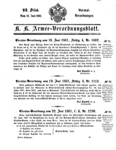 Verordnungsblatt für das Kaiserlich-Königliche Heer 18610623 Seite: 1