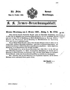 Verordnungsblatt für das Kaiserlich-Königliche Heer 18611014 Seite: 1