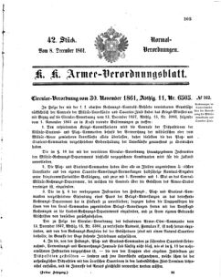 Verordnungsblatt für das Kaiserlich-Königliche Heer 18611208 Seite: 1