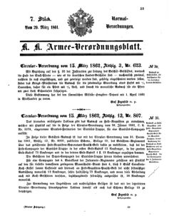 Verordnungsblatt für das Kaiserlich-Königliche Heer 18620329 Seite: 1