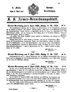 Verordnungsblatt für das Kaiserlich-Königliche Heer 18620417 Seite: 1