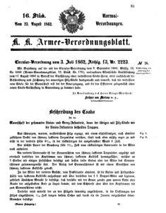 Verordnungsblatt für das Kaiserlich-Königliche Heer 18620823 Seite: 1