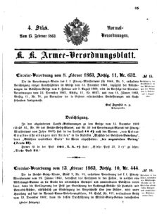 Verordnungsblatt für das Kaiserlich-Königliche Heer 18630215 Seite: 1