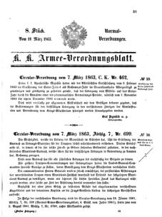 Verordnungsblatt für das Kaiserlich-Königliche Heer 18630319 Seite: 1