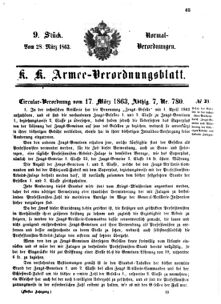 Verordnungsblatt für das Kaiserlich-Königliche Heer 18630328 Seite: 1