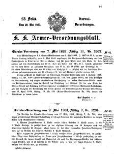 Verordnungsblatt für das Kaiserlich-Königliche Heer 18630520 Seite: 1