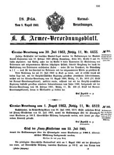 Verordnungsblatt für das Kaiserlich-Königliche Heer 18630808 Seite: 1