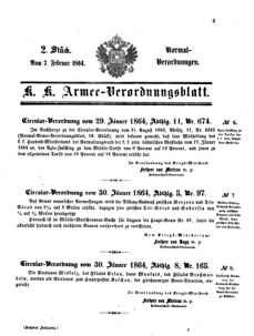 Verordnungsblatt für das Kaiserlich-Königliche Heer 18640207 Seite: 1