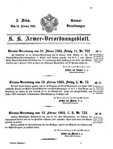 Verordnungsblatt für das Kaiserlich-Königliche Heer 18640214 Seite: 1