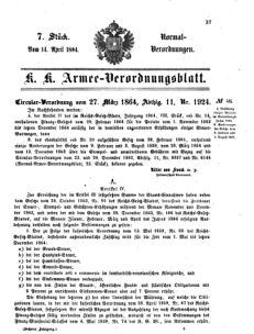 Verordnungsblatt für das Kaiserlich-Königliche Heer 18640414 Seite: 1