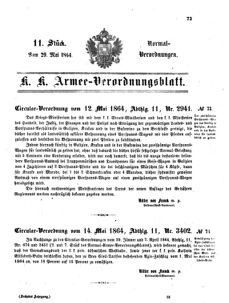 Verordnungsblatt für das Kaiserlich-Königliche Heer 18640529 Seite: 1