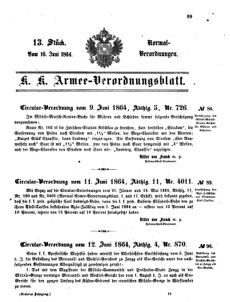 Verordnungsblatt für das Kaiserlich-Königliche Heer 18640616 Seite: 1