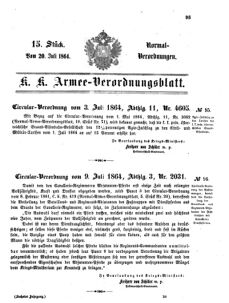 Verordnungsblatt für das Kaiserlich-Königliche Heer 18640720 Seite: 1