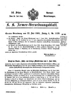 Verordnungsblatt für das Kaiserlich-Königliche Heer 18640730 Seite: 1