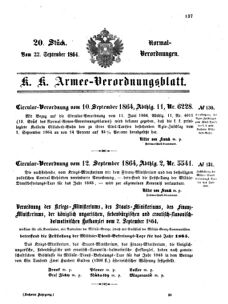 Verordnungsblatt für das Kaiserlich-Königliche Heer 18640922 Seite: 1