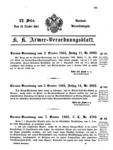 Verordnungsblatt für das Kaiserlich-Königliche Heer 18641016 Seite: 1