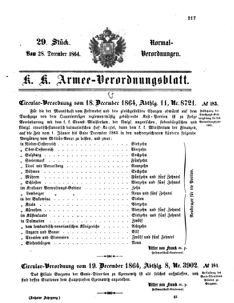 Verordnungsblatt für das Kaiserlich-Königliche Heer 18641228 Seite: 1