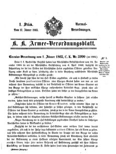 Verordnungsblatt für das Kaiserlich-Königliche Heer 18650117 Seite: 1