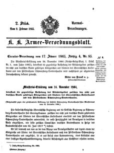 Verordnungsblatt für das Kaiserlich-Königliche Heer 18650209 Seite: 1