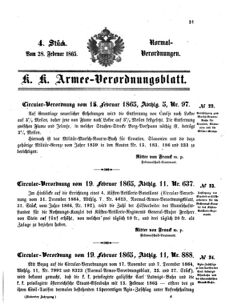 Verordnungsblatt für das Kaiserlich-Königliche Heer 18650228 Seite: 1