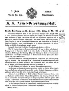 Verordnungsblatt für das Kaiserlich-Königliche Heer 18650315 Seite: 1