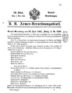 Verordnungsblatt für das Kaiserlich-Königliche Heer 18650505 Seite: 1