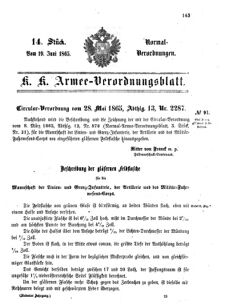 Verordnungsblatt für das Kaiserlich-Königliche Heer 18650619 Seite: 1