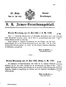 Verordnungsblatt für das Kaiserlich-Königliche Heer 18650724 Seite: 1