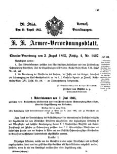 Verordnungsblatt für das Kaiserlich-Königliche Heer 18650819 Seite: 1