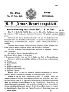 Verordnungsblatt für das Kaiserlich-Königliche Heer 18651027 Seite: 1