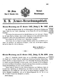 Verordnungsblatt für das Kaiserlich-Königliche Heer 18651117 Seite: 1