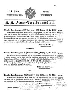 Verordnungsblatt für das Kaiserlich-Königliche Heer 18651213 Seite: 1