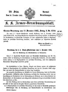 Verordnungsblatt für das Kaiserlich-Königliche Heer 18651224 Seite: 1