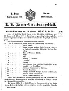 Verordnungsblatt für das Kaiserlich-Königliche Heer 18660225 Seite: 1