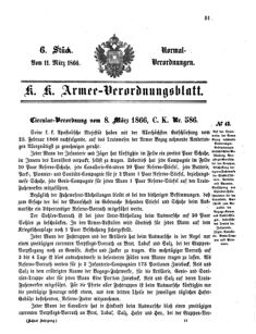 Verordnungsblatt für das Kaiserlich-Königliche Heer 18660311 Seite: 1