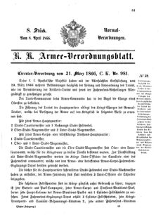 Verordnungsblatt für das Kaiserlich-Königliche Heer 18660408 Seite: 1