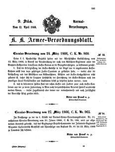 Verordnungsblatt für das Kaiserlich-Königliche Heer 18660412 Seite: 1