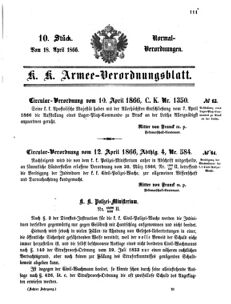 Verordnungsblatt für das Kaiserlich-Königliche Heer 18660418 Seite: 1