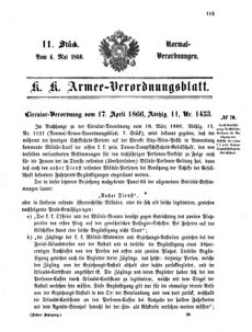 Verordnungsblatt für das Kaiserlich-Königliche Heer 18660504 Seite: 1