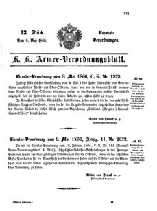 Verordnungsblatt für das Kaiserlich-Königliche Heer 18660509 Seite: 1