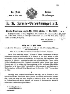 Verordnungsblatt für das Kaiserlich-Königliche Heer 18660516 Seite: 1