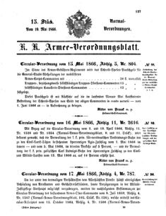 Verordnungsblatt für das Kaiserlich-Königliche Heer 18660519 Seite: 1