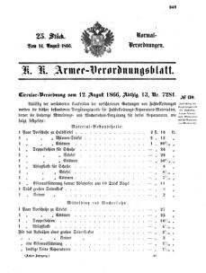 Verordnungsblatt für das Kaiserlich-Königliche Heer 18660814 Seite: 1