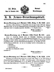 Verordnungsblatt für das Kaiserlich-Königliche Heer 18661110 Seite: 1