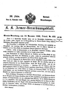 Verordnungsblatt für das Kaiserlich-Königliche Heer 18661112 Seite: 1