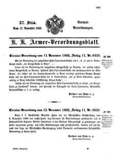 Verordnungsblatt für das Kaiserlich-Königliche Heer 18661117 Seite: 1