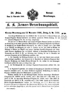 Verordnungsblatt für das Kaiserlich-Königliche Heer 18661123 Seite: 1